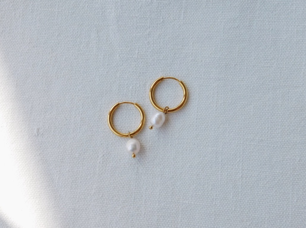 Pearl Drop Hoops