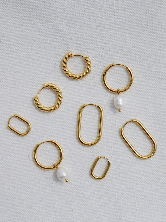 Pearl Drop Hoops