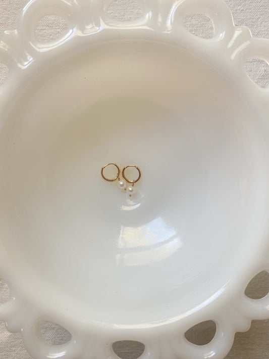 Lillian Pearl Drop Hoops