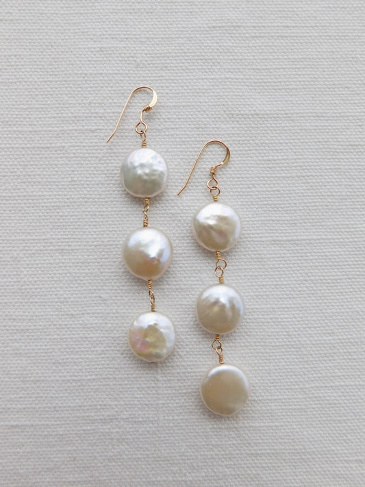 Amelia Coin Pearl Dangles