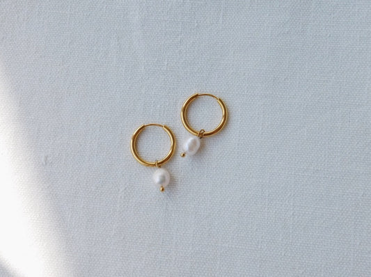 Pearl Drop Hoops