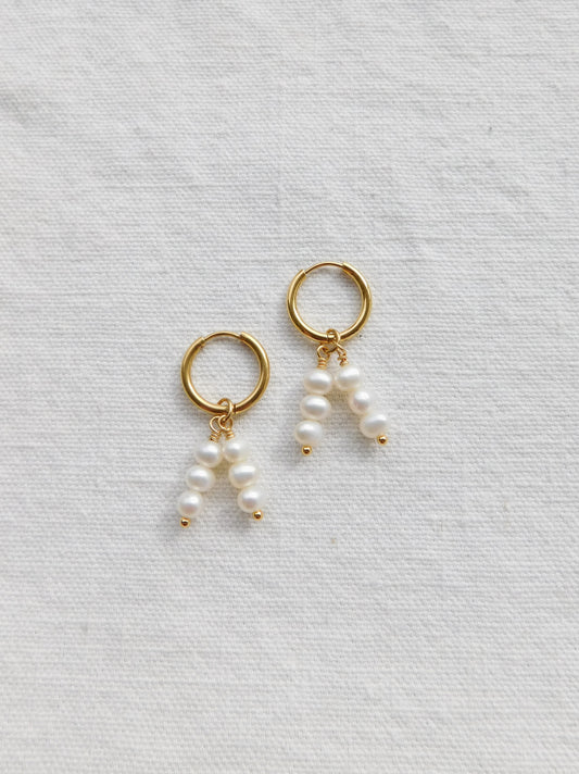 Double Strand Pearl Drop Hoops
