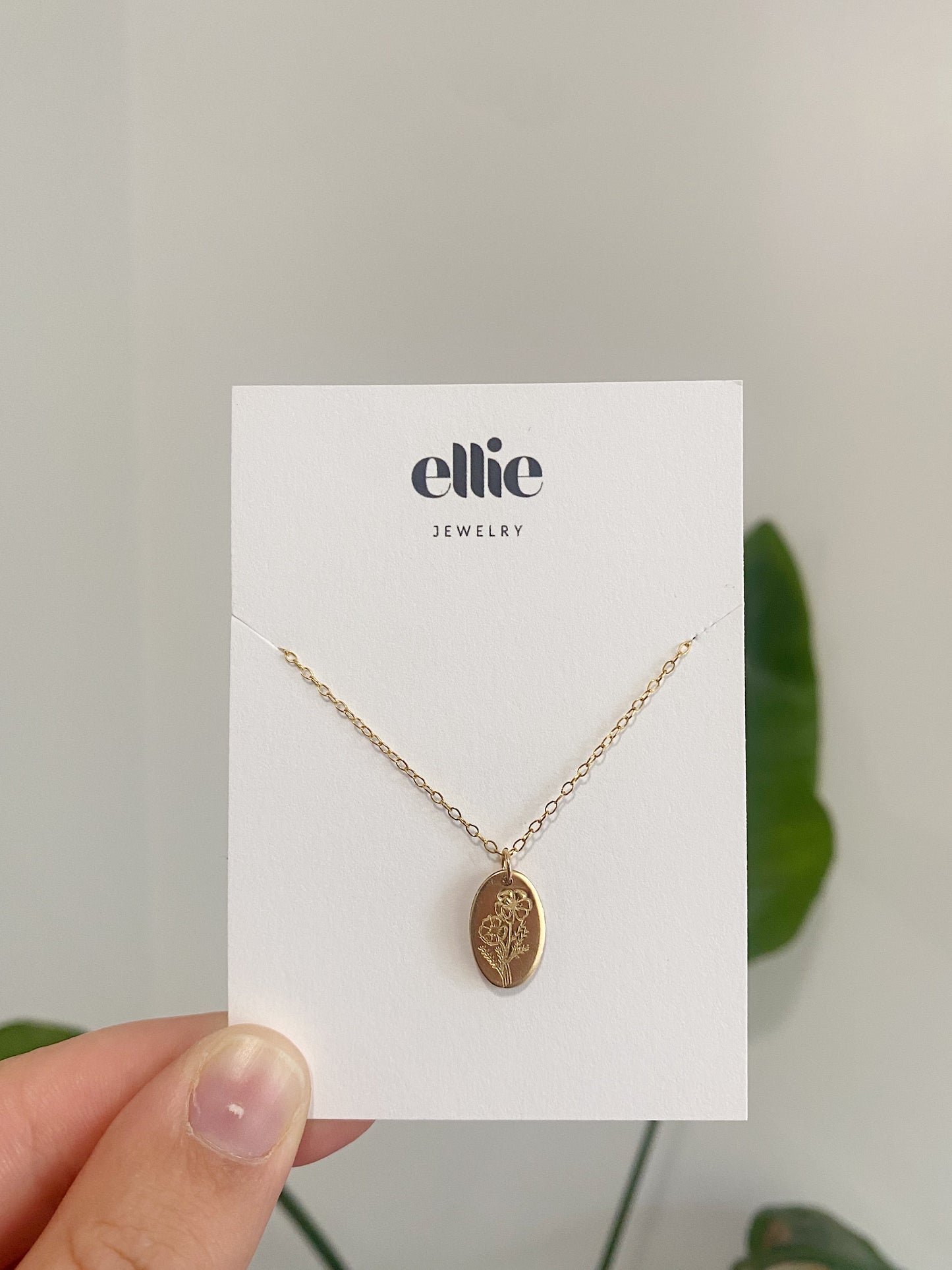 Oval Birthflower Necklace