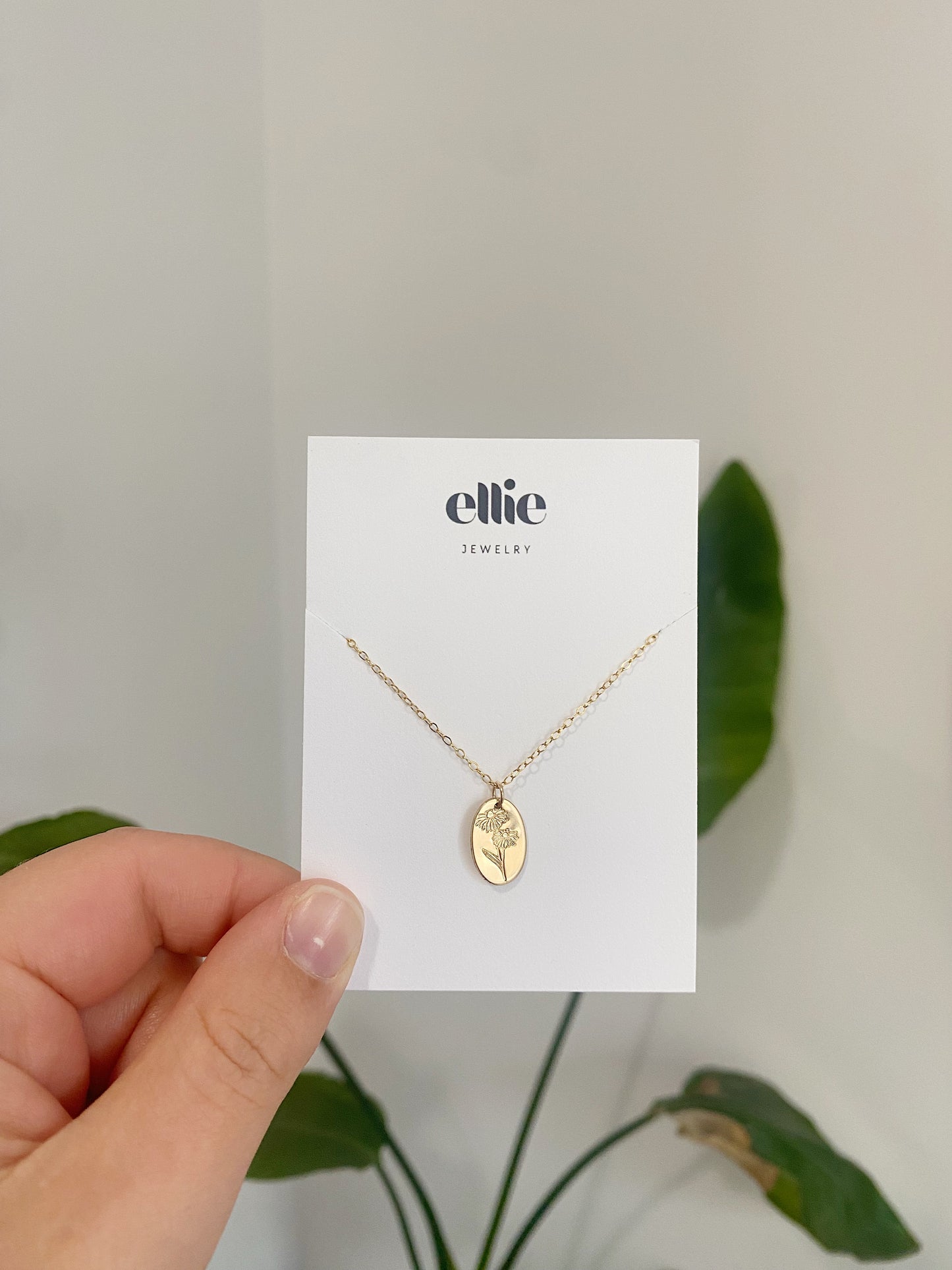 Oval Birthflower Necklace