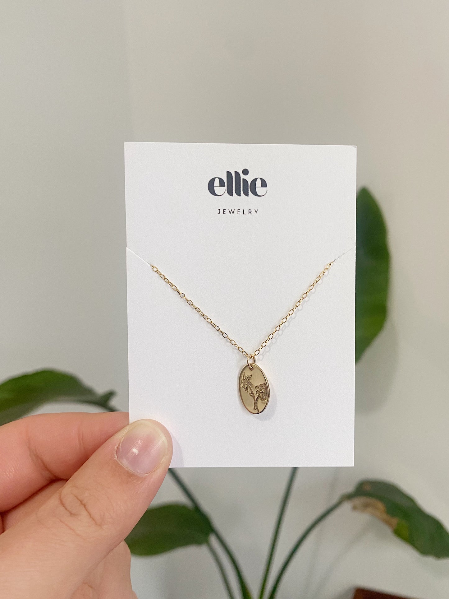Oval Birthflower Necklace
